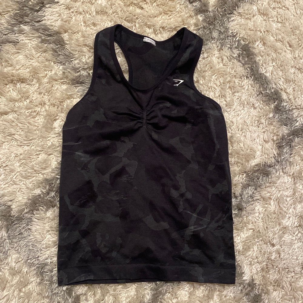 Gymshark Fitted Adapt Black Camo Tank Top